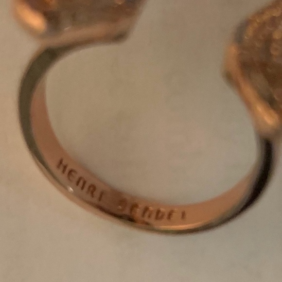 Henri bendel Rose gold sparkly wings open adjustable Ring size 6-7 - Picture 4 of 8